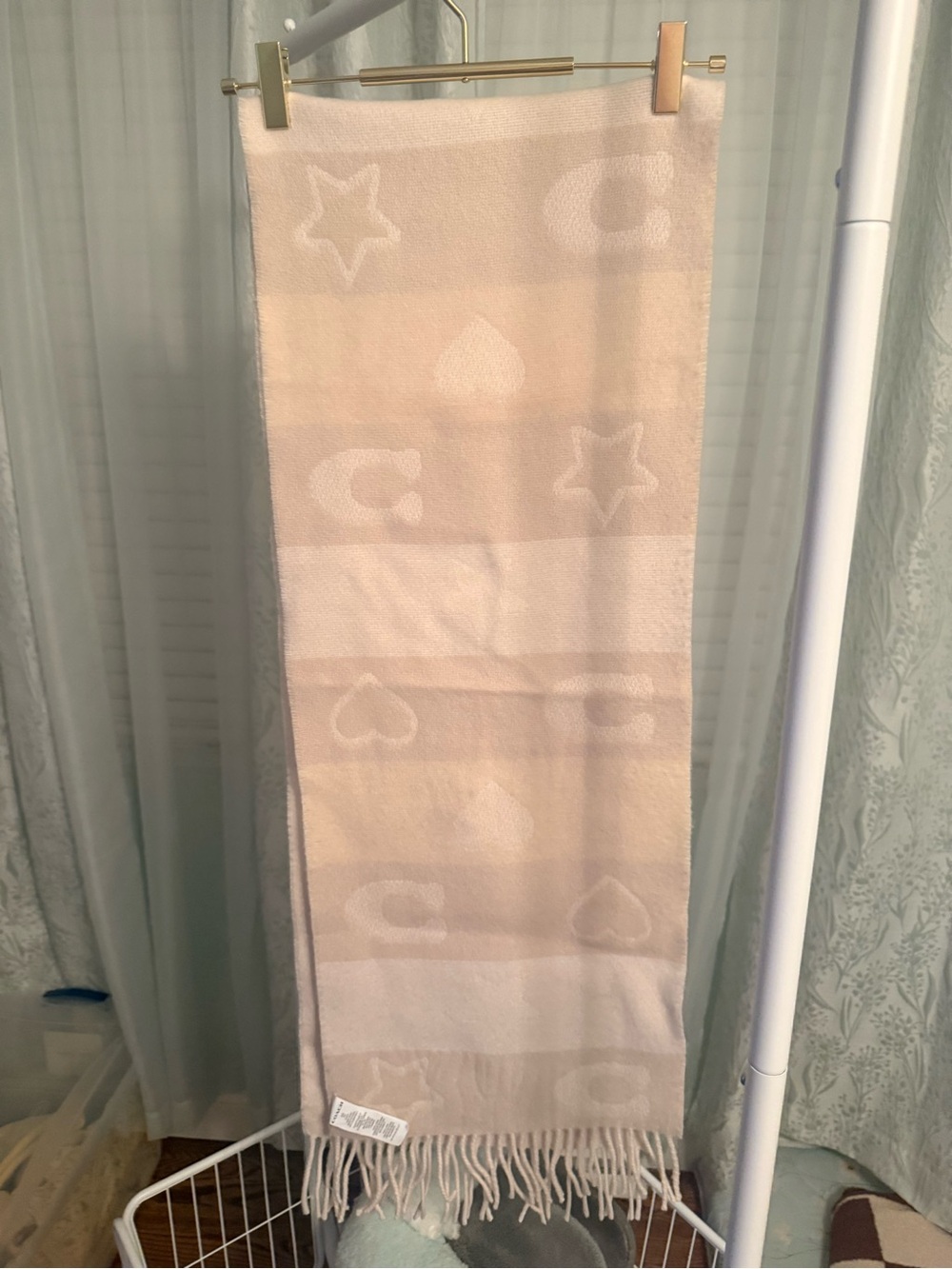 Coach signature wool scarf -OS Tan/Light Beige and cream